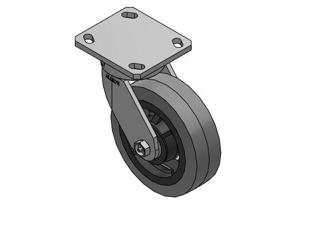 110 Series Kingpinless Top Plate Swivel Caster with 6 x 2 Grey Tread on Grey Core XS - Performa X-tra Soft Rubber (Flat) - Prevenz Antimicrobial Wheel