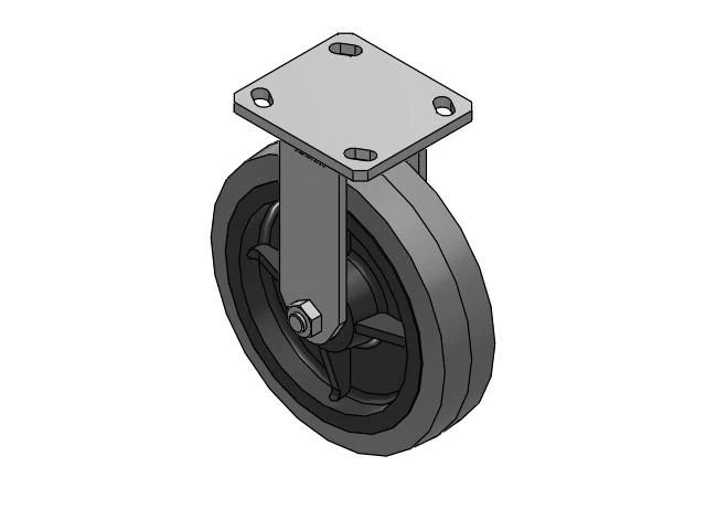 110 Series Kingpinless Top Plate Rigid Caster with 8 x 2 Grey Tread on Grey Core XS - Performa X-tra Soft Rubber (Flat) - Prevenz Antimicrobial Wheel