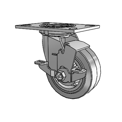 4 Series 2 Inch Wide Top Plate Swivel Caster Caster with 5 x 2 Performa Rubber (Flat/Grey) Wheel and Top Lock Brake