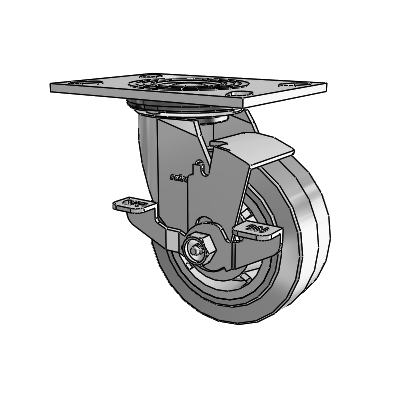 4 Series 2 Inch Wide Top Plate Swivel Caster Caster with 5 x 2 Performa Rubber (Flat/Grey) Wheel and Top Lock Brake