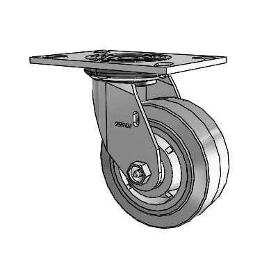 4 Series 2 Inch Wide Top Plate Swivel Caster Caster with 5 x 2 Performa Rubber (Flat/Grey) Wheel