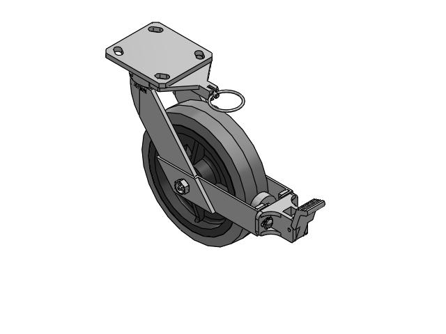 110 Series Kingpinless Top Plate Swivel Caster with 8 x 2 Grey Tread on Grey Core XS - Performa X-tra Soft Rubber (Flat) - Prevenz Antimicrobial Wheel and Face Brake
