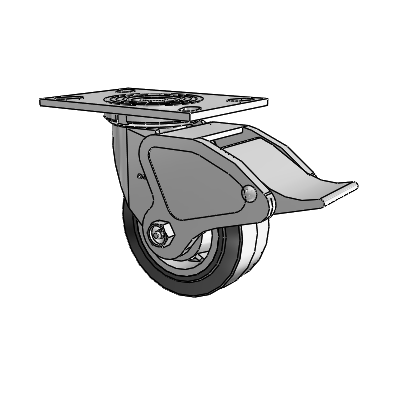 4 Series 2 Inch Wide Top Plate Swivel Caster Caster with 5 x 2 Performa Rubber (Flat/Black) Wheel and Total Lock Brake