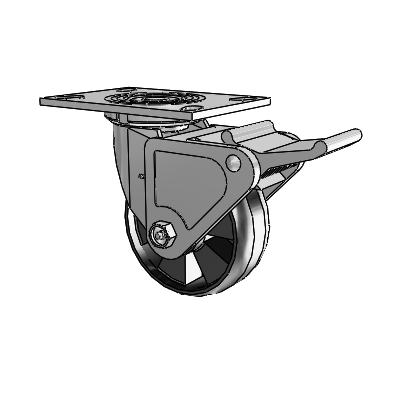 4 Series 2 Inch Wide Top Plate Swivel Caster Caster with 5 x 2 Maxim Wheel and Tech Lock Brake
