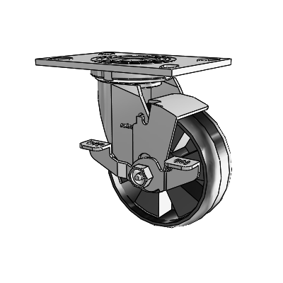 4 Series 2 Inch Wide Top Plate Swivel Caster Caster with 5 x 2 Maxim Wheel and Top Lock Brake