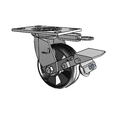 4 Series 2 Inch Wide Top Plate Swivel Caster Caster with 5 x 2 Maxim Wheel and Tread Lock Brake