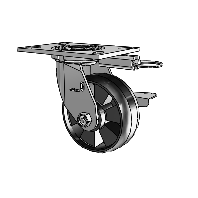 4 Series 2 Inch Wide Top Plate Swivel Caster Caster with 5 x 2 Maxim Wheel and Side Lock Brake