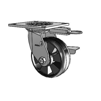 4 Series 2 Inch Wide Top Plate Swivel Caster Caster with 5 x 2 Maxim Wheel and Side Lock Brake