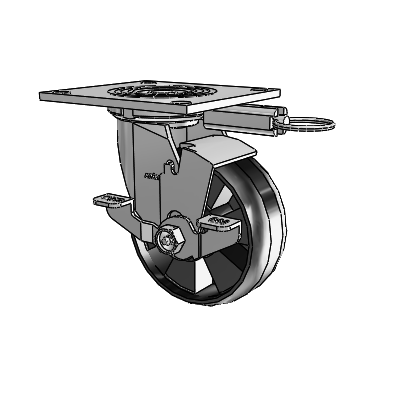 4 Series 2 Inch Wide Top Plate Swivel Caster Caster with 5 x 2 Maxim Wheel and Top Lock Brake