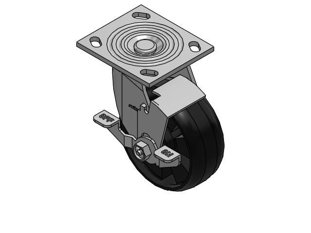 4 Series 2 Inch Wide Top Plate Swivel Caster Caster with 5 x 2 Maxim Wheel and Top Lock Brake