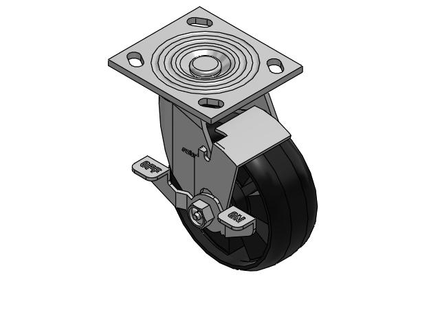 4 Series 2 Inch Wide Top Plate Swivel Caster Caster with 5 x 2 Maxim Wheel and Top Lock Brake