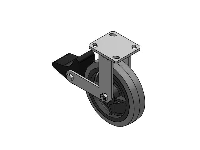 110 Series Kingpinless Top Plate Rigid Caster with 8 x 2 Grey Tread on Grey Core XS - Performa X-tra Soft Rubber (Flat) - Prevenz Antimicrobial Wheel and Poly Lock Integrated Brake
