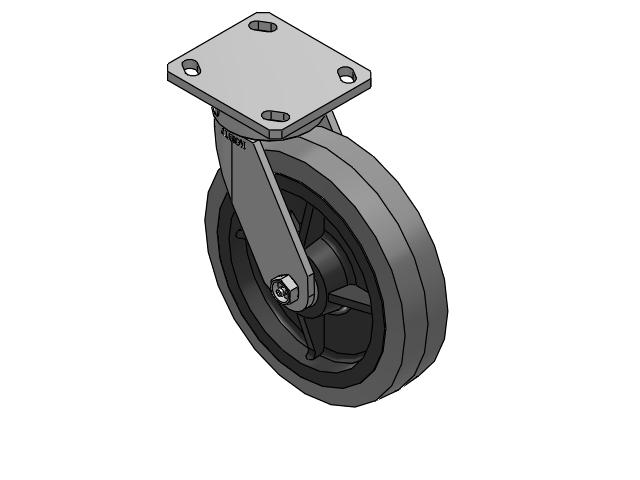 110 Series Kingpinless Top Plate Swivel Caster with 8 x 2 Grey Tread on Grey Core XS - Performa X-tra Soft Rubber (Flat) - Prevenz Antimicrobial Wheel