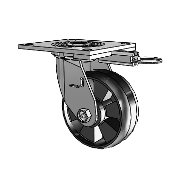 Roulette pivotante de la série 4, à plaque supérieure de 2 pouces de large, équipée d'une roue Maxim 5 x 2