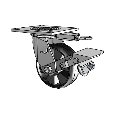 4 Series 2 Inch Wide Top Plate Swivel Caster Caster with 5 x 2 Maxim Wheel and Tread Lock Brake
