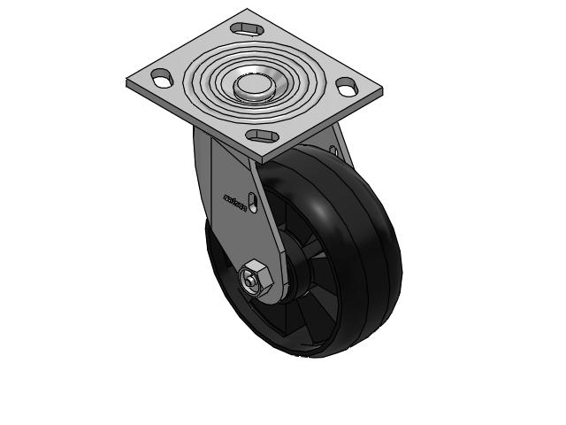 4 Series 2 Inch Wide Top Plate Swivel Caster with 5 x 2 Maxim Wheel
