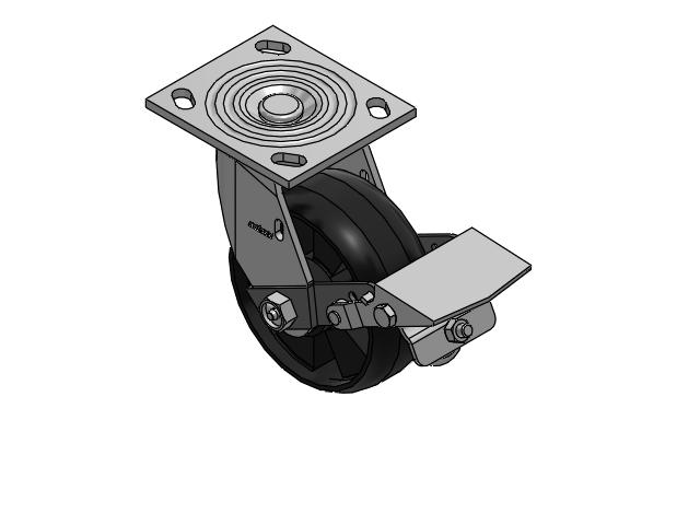 4 Series 2 Inch Wide Top Plate Swivel Caster Caster with 5 x 2 Maxim Wheel and Tread Lock Brake