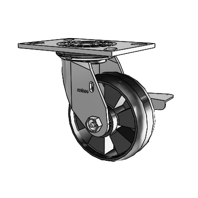 4 Series 2 Inch Wide Top Plate Swivel Caster Caster with 5 x 2 Maxim Wheel and Side Lock Brake