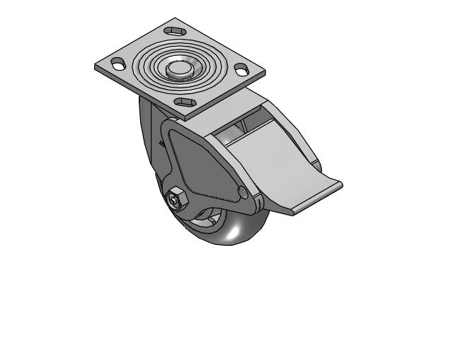 4 Series 2 Inch Wide Top Plate Swivel Caster Caster with 5 x 2 Performa Rubber (Round) Wheel and Total Lock Brake
