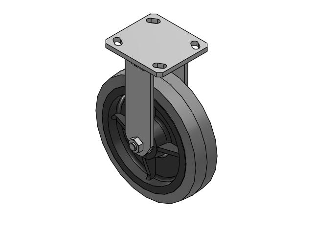 110 Series Kingpinless Top Plate Rigid Caster with 8 x 2 Grey Tread on Grey Core XS - Performa X-tra Soft Rubber (Flat) - Prevenz Antimicrobial Wheel