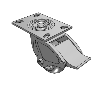 4 Series 2 Inch Wide Top Plate Swivel Caster Caster with 5 x 2 Performa Rubber (Round) Wheel and Total Lock Brake