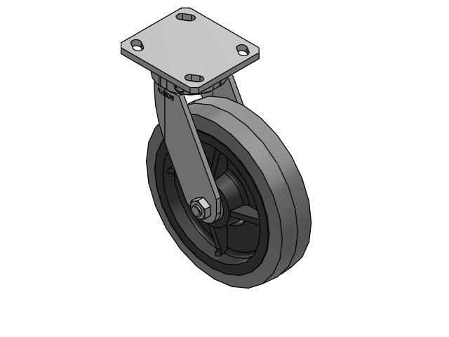 110 Series Kingpinless Top Plate Swivel Caster with 8 x 2 Grey Tread on Grey Core XS - Performa X-tra Soft Rubber (Flat) - Prevenz Antimicrobial Wheel