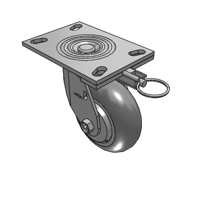 4 Series 2 Inch Wide Top Plate Swivel Caster Caster with 5 x 2 Performa Rubber (Round) Wheel
