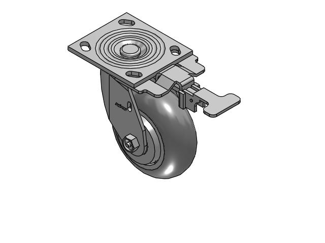 4 Series 2 Inch Wide Top Plate Swivel Caster Caster with 5 x 2 Performa Rubber (Round) Wheel