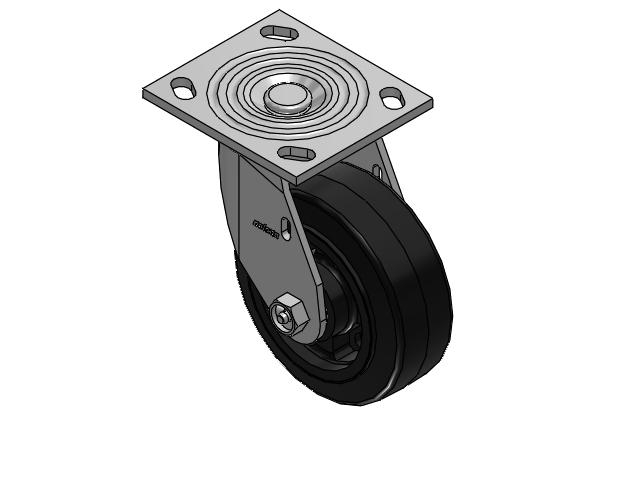 4 Series 2 Inch Wide Top Plate Swivel Caster Caster with 5 x 2 MR - Moldon Rubber (Cast Iron Core) Wheel