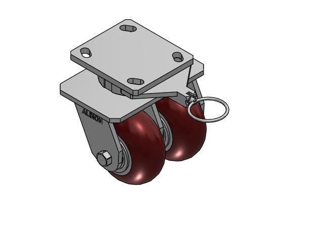 115 Series Top Plate Swivel Maroon tread on aluminum core Caster with 4 x 2 AX - Round Polyurethane (Aluminum Core) Wheel