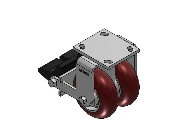 115 Series Top Plate Rigid Maroon tread on aluminum core Caster with 5 x 2 AX - Round Polyurethane (Aluminum Core) Wheel and Poly Lock Integrated Brake