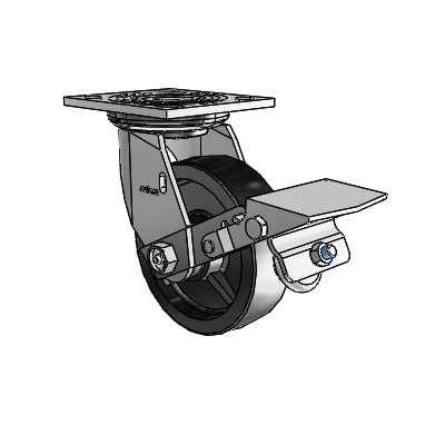 4 Series 1 1/2" Casters Top Plate Swivel Zinc with 5 x 1.5 Polyolefin Wheel and Tread Lock Brake