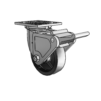 4 Series 1 1/2" Casters Top Plate Swivel Zinc with 5 x 1.5 Polyolefin Wheel and Tech Lock Brake