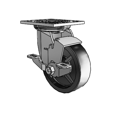 4 Series 1 1/2" Casters Top Plate Swivel Zinc with 5 x 1.5 Polyolefin Wheel and Top Lock Brake