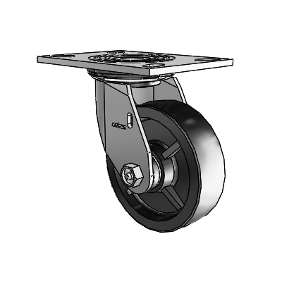4 Series 1 1/2" Casters Top Plate Swivel Zinc with 5 x 1.5 Polyolefin Wheel