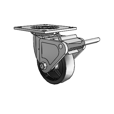 4 Series 1 1/2" Casters Top Plate Swivel Zinc with 5 x 1.5 Polyolefin Wheel and Tech Lock Brake
