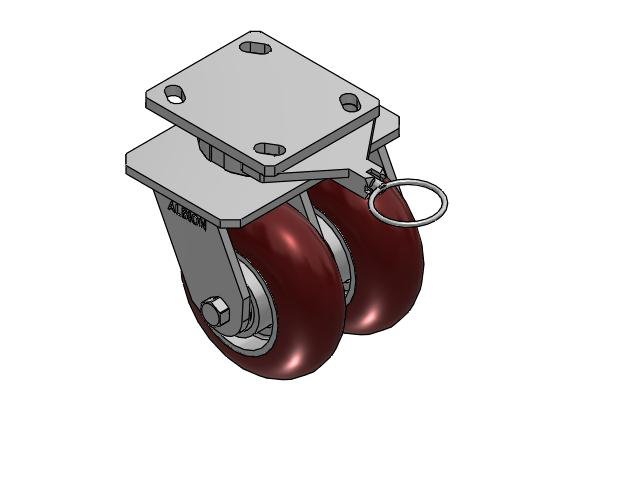115 Series Top Plate Swivel Maroon tread on aluminum core Caster with 5 x 2 AX - Round Polyurethane (Aluminum Core) Wheel