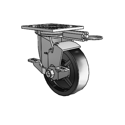 4 Series 1 1/2" Casters Top Plate Swivel Zinc with 5 x 1.5 Polyolefin Wheel and Top Lock Brake