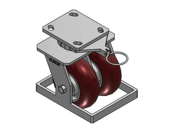 115 Series Top Plate Swivel Maroon tread on aluminum core Caster with 5 x 2 AX - Round Polyurethane (Aluminum Core) Wheel
