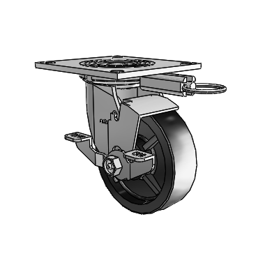 4 Series 1 1/2" Casters Top Plate Swivel Zinc with 5 x 1.5 Polyolefin Wheel and Top Lock Brake