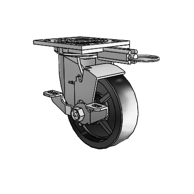 4 Series 1 1/2" Casters Top Plate Swivel Zinc with 5 x 1.5 Polyolefin Wheel and Top Lock Brake