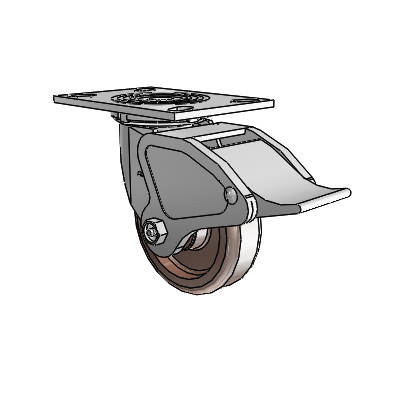 4 Series 1 1/2" Casters Top Plate Swivel Zinc with 5 x 1.5 Thermo Wheel and Total Lock Brake