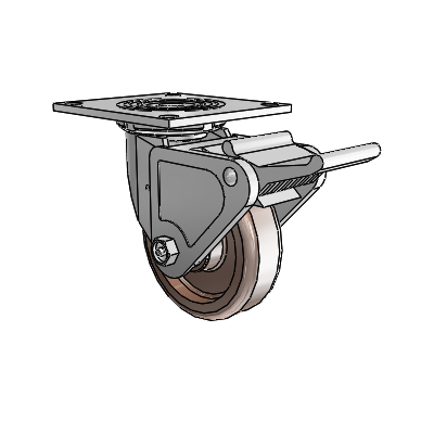 4 Series 1 1/2" Casters Top Plate Swivel Zinc with 5 x 1.5 Thermo Wheel and Tech Lock Brake