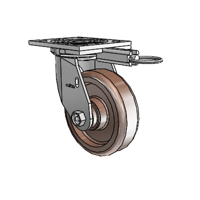 4 roulettes de la série 1 de 1 1/2", à plaque supérieure pivotante en zinc, avec roue thermoplastique de 5 x 1,5