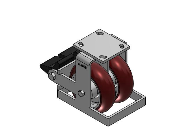 115 Series Top Plate Rigid Maroon tread on aluminum core Caster with 6 x 2 AX - Round Polyurethane (Aluminum Core) Wheel and Poly Lock Integrated Brake