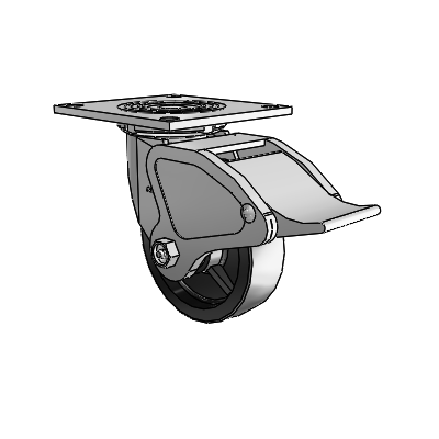 4 Series 1 1/2" Casters Top Plate Swivel Zinc with 5 x 1.5 Polyolefin Wheel and Total Lock Brake