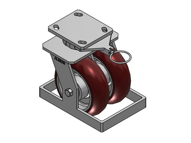 115 Series Top Plate Swivel Maroon tread on aluminum core Caster with 6 x 2 AX - Round Polyurethane (Aluminum Core) Wheel