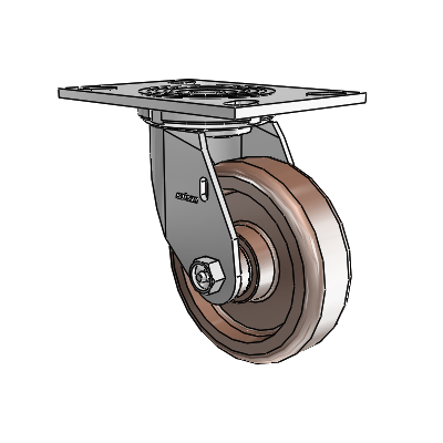 4 roulettes de la série 1 de 1 1/2", à plaque supérieure pivotante en zinc, avec roue thermoplastique de 5 x 1,5