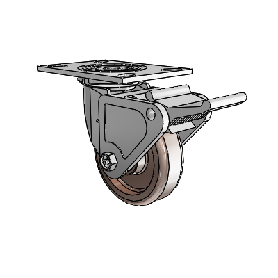4 Series 1 1/2" Casters Top Plate Swivel Zinc with 5 x 1.5 Thermo Wheel and Tech Lock Brake