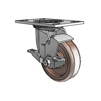4 Series 1 1/2" Casters Top Plate Swivel Zinc with 5 x 1.5 Thermo Wheel and Top Lock Brake